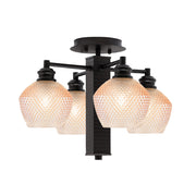 Toltec Edge 18in 4-Light Semi-Flush Mount | Modern Espresso Steel and Amber Textured Glass | Hallway & Bedroom | 18 x 12.5 in | Model 1157-ES-4623