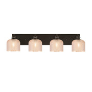 Toltec Edge 33.5in 4-Light Bath Bar | Industrial Espresso Steel and Amber Textured Glass | Vanity & Bathroom | 33.5 x 8 x 8.25 in | Model 1164-ES-4613