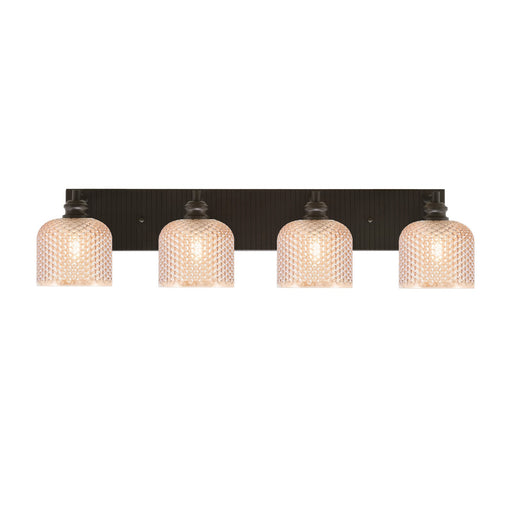 Toltec Edge 33.5in 4-Light Bath Bar | Industrial Espresso Steel and Amber Textured Glass | Vanity & Bathroom | 33.5 x 8 x 8.25 in | Model 1164-ES-4613