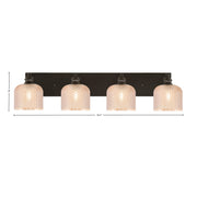 Toltec Edge 33.5in 4-Light Bath Bar | Industrial Espresso Steel and Amber Textured Glass | Vanity & Bathroom | 33.5 x 8 x 8.25 in | Model 1164-ES-4613