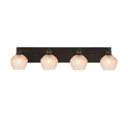 Toltec Edge 33.5in 4-Light Bath Bar | Modern Espresso Steel and Amber Textured Glass | Bathroom Vanity | 33.5 x 8 x 8.25 in | Model 1164-ES-4623