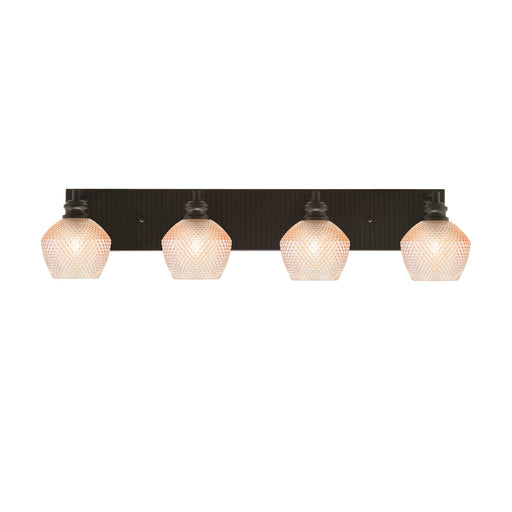 Toltec Edge 33.5in 4-Light Bath Bar | Modern Espresso Steel and Amber Textured Glass | Bathroom Vanity | 33.5 x 8 x 8.25 in | Model 1164-ES-4623