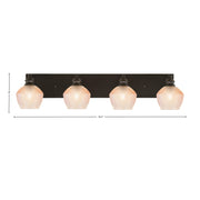 Toltec Edge 33.5in 4-Light Bath Bar | Modern Espresso Steel and Amber Textured Glass | Bathroom Vanity | 33.5 x 8 x 8.25 in | Model 1164-ES-4623