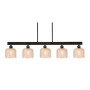 Toltec Edge 42in 5-Light Linear Bar | Industrial Espresso Steel and Amber Textured Glass | Kitchen Island & Dining Room | 42 x 6 x 8.75 in | Model 1185-ES-4613