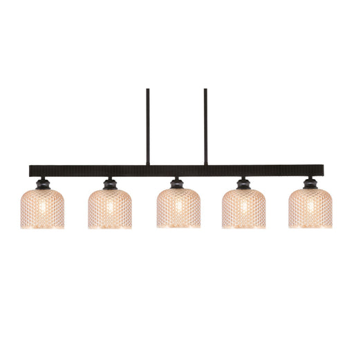 Toltec Edge 42in 5-Light Linear Bar | Industrial Espresso Steel and Amber Textured Glass | Kitchen Island & Dining Room | 42 x 6 x 8.75 in | Model 1185-ES-4613