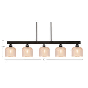 Toltec Edge 42in 5-Light Linear Bar | Industrial Espresso Steel and Amber Textured Glass | Kitchen Island & Dining Room | 42 x 6 x 8.75 in | Model 1185-ES-4613