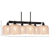 Toltec Edge 30.25in 6-Light Island Light | Industrial Espresso Steel and Amber Textured Glass | Kitchen Island & Dining Room | 30.25 x 16 x 14 in | Model 1186-ES-4613