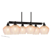 Toltec Edge 30.25in 6-Light Linear Island Light | Industrial Espresso Steel and Amber Textured Glass | Kitchen Island & Dining Room | Model 1186-ES-4623