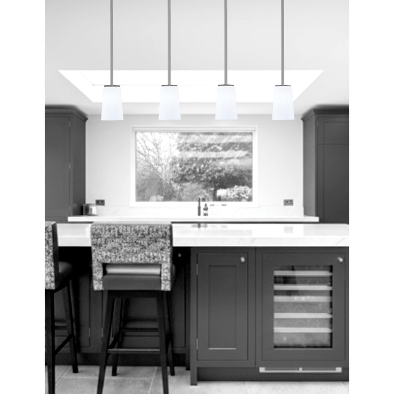 Toltec Franklin 5in 1-Light Mini Pendant | Modern Graphite and White Opal Glass | Kitchen Island & Dining Room | 4.5 x 7 in | Model 1201-GP-261