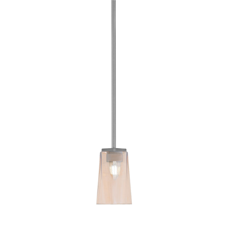 Toltec Franklin 5in 1-Light Mini Pendant | Modern Graphite and Amber Gradient Glass | Kitchen Island & Dining Room | 4.5 x 7 in | Model 1201-GP-263