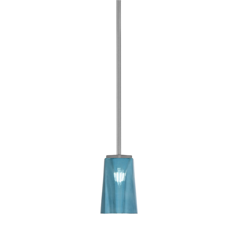 Toltec Franklin 5in 1-Light Mini Pendant | Modern Graphite and Blue Gradient Glass | Kitchen Island & Dining Room | 4.5 x 7 in | Model 1201-GP-265