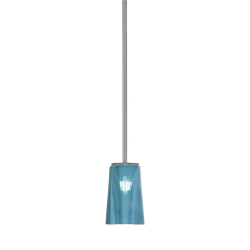 Toltec Franklin 5in 1-Light Mini Pendant | Modern Graphite and Blue Gradient Glass | Kitchen Island & Dining Room | 4.5 x 7 in | Model 1201-GP-265