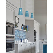 Toltec Franklin 5in 1-Light Mini Pendant | Modern Graphite and Blue Gradient Glass | Kitchen Island & Dining Room | 4.5 x 7 in | Model 1201-GP-265
