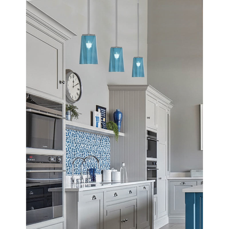 Toltec Franklin 5in 1-Light Mini Pendant | Modern Graphite and Blue Gradient Glass | Kitchen Island & Dining Room | 4.5 x 7 in | Model 1201-GP-265
