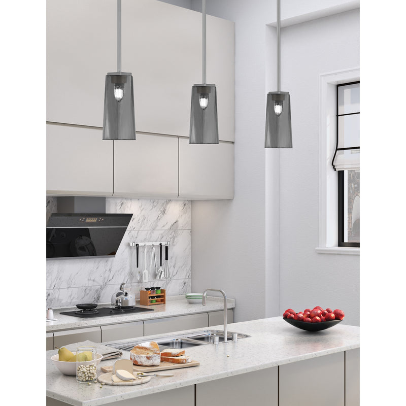 Toltec Franklin 5in 1-Light Mini Pendant | Modern Graphite and Smoke Bubble Glass | Kitchen Island & Dining Room | 5 x 10 in | Model 1201-GP-292