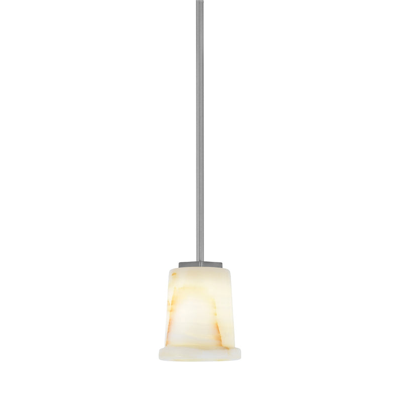 Toltec Franklin 5in 1-Light Mini Pendant | Modern Graphite and Natural Stone Shade | Kitchen Island & Dining Nook | 5 x 6 in | Model 1201-GP-4128