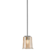 Toltec Franklin 5in 1-Light Mini Pendant | Modern Graphite and Amber Bubble Glass | Kitchen Island & Dining Nook | 5 x 6 in | Model 1201-GP-5033