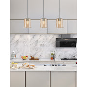 Toltec Franklin 5in 1-Light Mini Pendant | Modern Graphite and Amber Bubble Glass | Kitchen Island & Dining Nook | 5 x 6 in | Model 1201-GP-5033