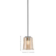 Toltec Franklin 5in 1-Light Mini Pendant | Modern Graphite and Amber Bubble Glass | Kitchen Island & Dining Nook | 5 x 6 in | Model 1201-GP-5033