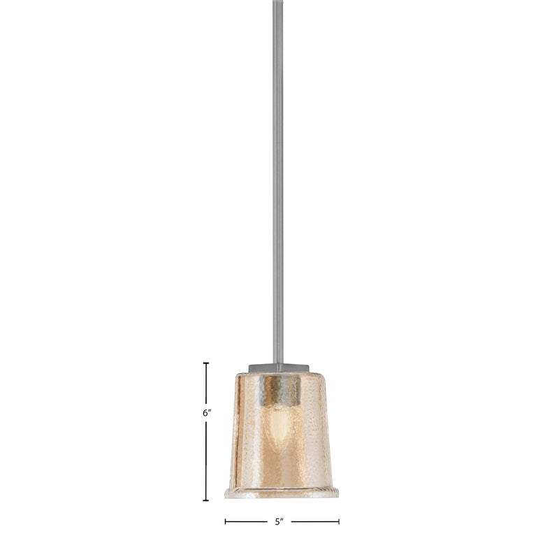 Toltec Franklin 5in 1-Light Mini Pendant | Modern Graphite and Amber Bubble Glass | Kitchen Island & Dining Nook | 5 x 6 in | Model 1201-GP-5033