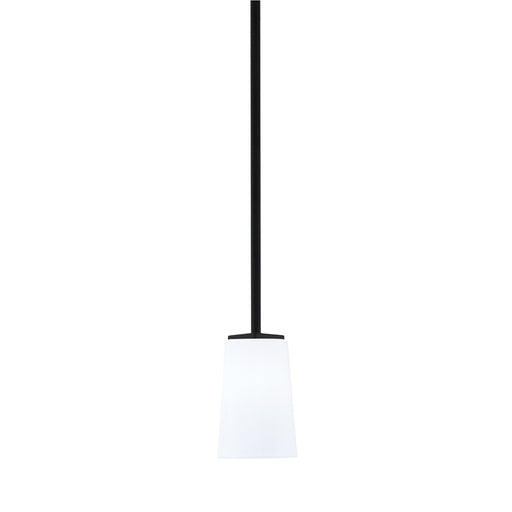 Toltec Franklin 1-Light Mini Pendant | Modern Matte Black and White Opal Glass | Kitchen Island & Dining Room | 4.5 x 7 in | Model 1201-MB-261
