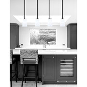 Toltec Franklin 1-Light Mini Pendant | Modern Matte Black and White Opal Glass | Kitchen Island & Dining Room | 4.5 x 7 in | Model 1201-MB-261