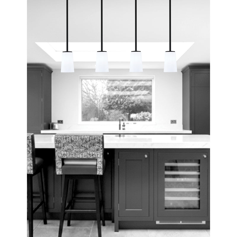 Toltec Franklin 1-Light Mini Pendant | Modern Matte Black and White Opal Glass | Kitchen Island & Dining Room | 4.5 x 7 in | Model 1201-MB-261