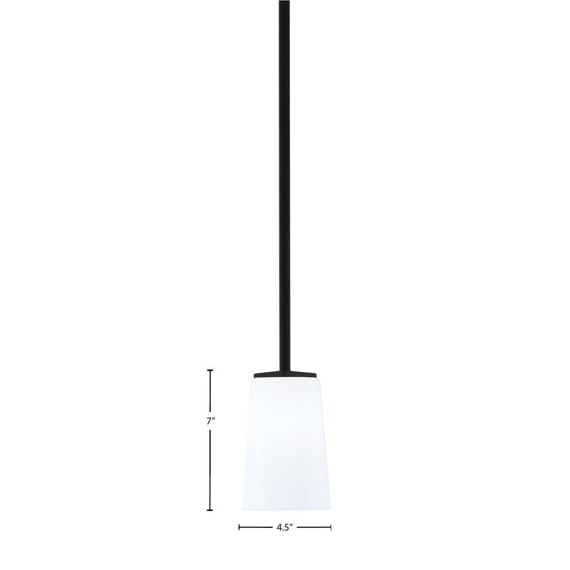 Toltec Franklin 1-Light Mini Pendant | Modern Matte Black and White Opal Glass | Kitchen Island & Dining Room | 4.5 x 7 in | Model 1201-MB-261