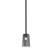 Toltec Franklin 1-Light Mini Pendant | Modern Matte Black and Smoke Bubble Glass | Kitchen Island & Dining Room | 4.5 x 7 in | Model 1201-MB-262