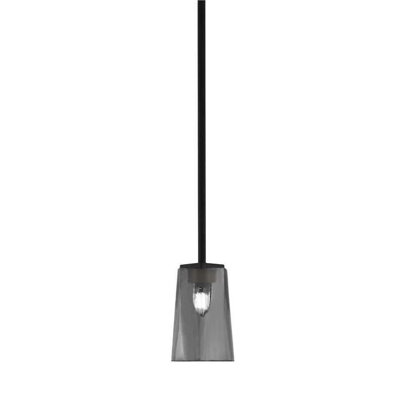 Toltec Franklin 1-Light Mini Pendant | Modern Matte Black and Smoke Bubble Glass | Kitchen Island & Dining Room | 4.5 x 7 in | Model 1201-MB-262