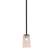 Toltec Franklin 1-Light Mini Pendant | Modern Matte Black and Amber Gradient Glass | Kitchen Island & Dining Room | 4.5 x 7 in | Model 1201-MB-263