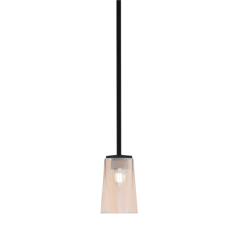 Toltec Franklin 1-Light Mini Pendant | Modern Matte Black and Amber Gradient Glass | Kitchen Island & Dining Room | 4.5 x 7 in | Model 1201-MB-263