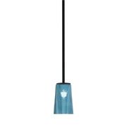 Toltec Franklin 1-Light Mini Pendant | Modern Matte Black and Blue Gradient Glass | Kitchen Island & Dining Room | 4.5 x 7 in | Model 1201-MB-265