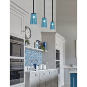Toltec Franklin 1-Light Mini Pendant | Modern Matte Black and Blue Gradient Glass | Kitchen Island & Dining Room | 4.5 x 7 in | Model 1201-MB-265
