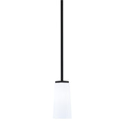 Toltec Franklin 5in 1-Light Mini Pendant | Modern Matte Black and White Opal Glass | Kitchen Island & Dining Room | 5 x 10 in | Model 1201-MB-291