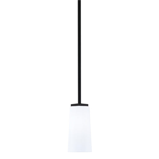 Toltec Franklin 5in 1-Light Mini Pendant | Modern Matte Black and White Opal Glass | Kitchen Island & Dining Room | 5 x 10 in | Model 1201-MB-291