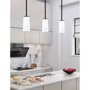 Toltec Franklin 5in 1-Light Mini Pendant | Modern Matte Black and White Opal Glass | Kitchen Island & Dining Room | 5 x 10 in | Model 1201-MB-291