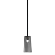 Toltec Franklin 5in 1-Light Mini Pendant | Modern Matte Black and Smoke Bubble Glass | Kitchen Island & Dining Room | 5 x 10 in | Model 1201-MB-292