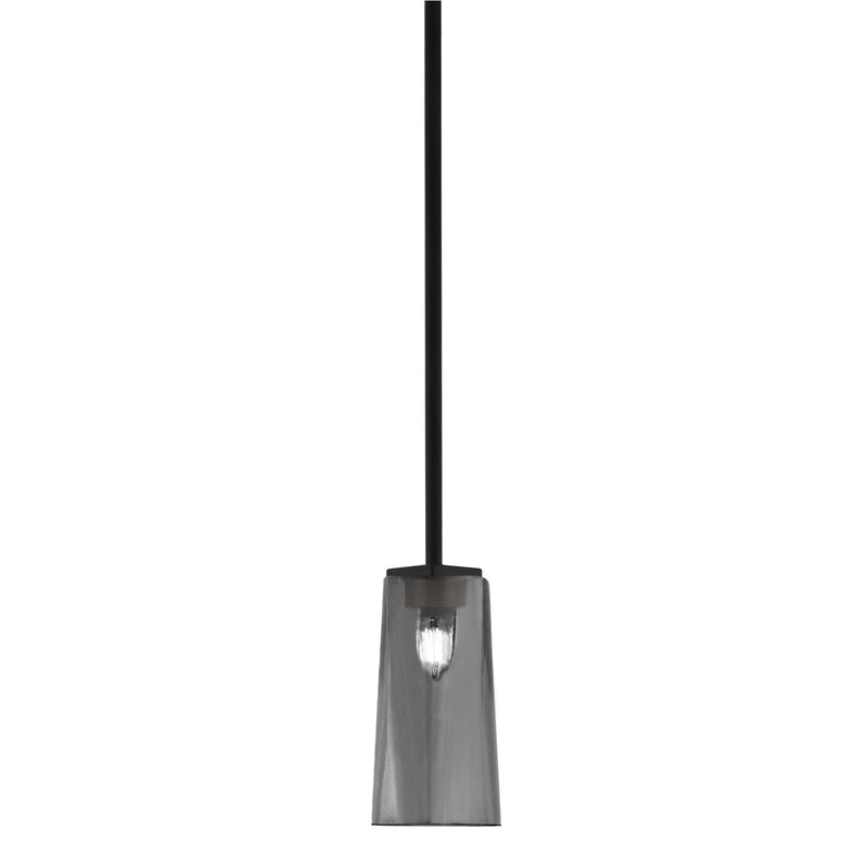 Toltec Franklin 5in 1-Light Mini Pendant | Modern Matte Black and Smoke Bubble Glass | Kitchen Island & Dining Room | 5 x 10 in | Model 1201-MB-292
