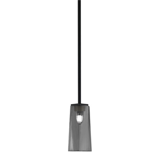 Toltec Franklin 5in 1-Light Mini Pendant | Modern Matte Black and Smoke Bubble Glass | Kitchen Island & Dining Room | 5 x 10 in | Model 1201-MB-292
