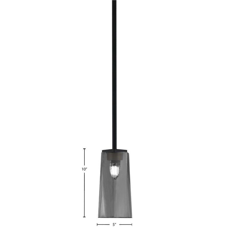 Toltec Franklin 5in 1-Light Mini Pendant | Modern Matte Black and Smoke Bubble Glass | Kitchen Island & Dining Room | 5 x 10 in | Model 1201-MB-292