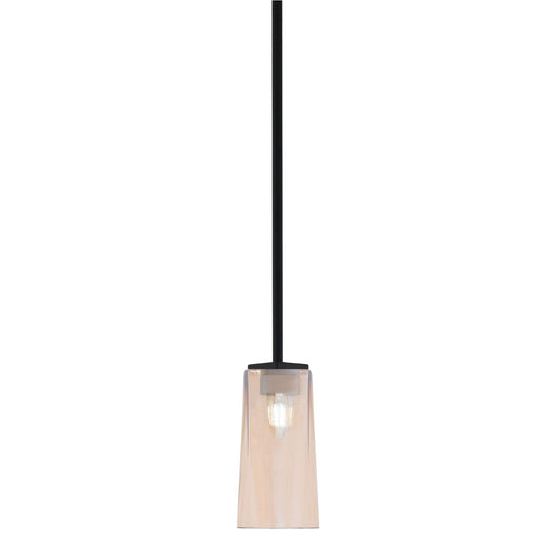 Toltec Franklin 5in 1-Light Mini Pendant | Modern Matte Black and Amber Gradient Glass | Kitchen Island & Dining Room | 5 x 10 in | Model 1201-MB-293