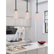 Toltec Franklin 5in 1-Light Mini Pendant | Modern Matte Black and Amber Gradient Glass | Kitchen Island & Dining Room | 5 x 10 in | Model 1201-MB-293