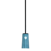 Toltec Franklin 5in 1-Light Mini Pendant | Modern Matte Black and Blue Gradient Glass | Kitchen Island & Dining Room | 5 x 10 in | Model 1201-MB-295