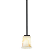 Toltec Franklin 5in 1-Light Mini Pendant | Modern Matte Black and Natural Stone Shade | Kitchen Island & Dining Room | 5 x 6 in | Model 1201-MB-4128