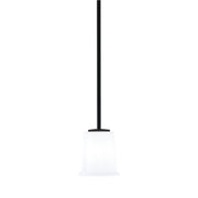 Toltec Franklin 5in 1-Light Mini Pendant | Modern Matte Black and White Opal Glass | Kitchen Island & Dining Room | 5 x 6 in | Model 1201-MB-5031