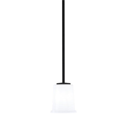 Toltec Franklin 5in 1-Light Mini Pendant | Modern Matte Black and White Opal Glass | Kitchen Island & Dining Room | 5 x 6 in | Model 1201-MB-5031