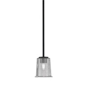 Toltec Franklin 5in 1-Light Mini Pendant | Modern Matte Black and Smoke Bubble Glass | Kitchen Island & Dining Room | 5 x 6 in | Model 1201-MB-5032