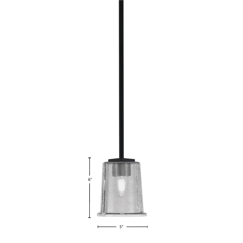 Toltec Franklin 5in 1-Light Mini Pendant | Modern Matte Black and Smoke Bubble Glass | Kitchen Island & Dining Room | 5 x 6 in | Model 1201-MB-5032