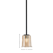 Toltec Franklin 5in 1-Light Mini Pendant | Modern Matte Black and Amber Bubble Glass | Kitchen Island & Dining Room | 5 x 6 in | Model 1201-MB-5033